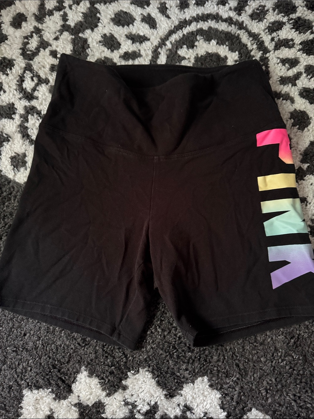 Victoria secret pink Black Women's cotton Bike Shorts Gradient Side Logo m